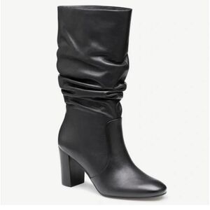 JOHNSTON AND MURPHY CHARLOTTE BLACK LEATHER SLOUCH BOOTS Heel New Women's 9 1/2